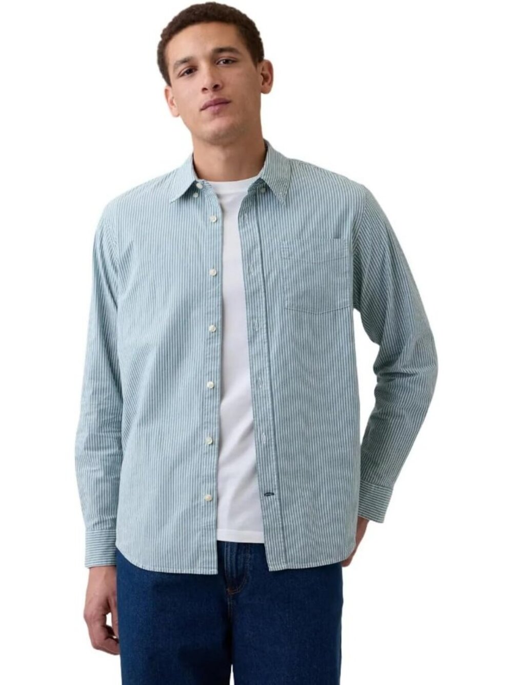 Men's Standard Fit Stretch Poplin Long Sleeve Button Down Shirt - Casual